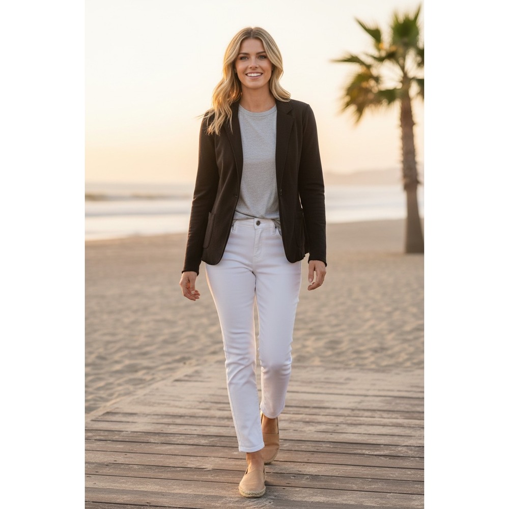 Holt Renfrew Deluxe Black Cotton Cashmere Blazer Jacket Portugal Fit S NWOT $495